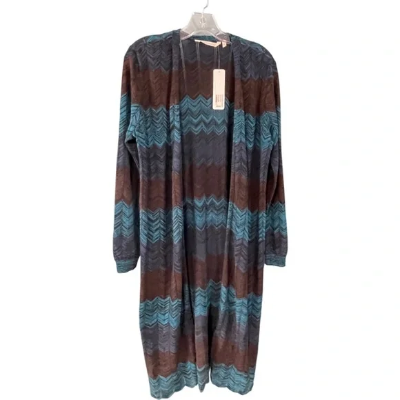 Soft Surroundings Gabriela Blue Chevron Duster Cardigan Sweater Petite Small - Picture 3 of 9